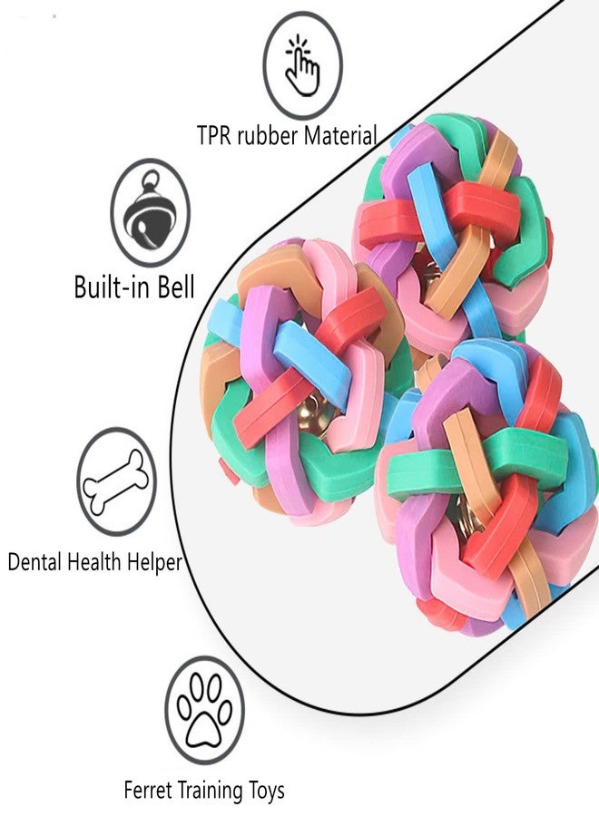 WCDJOMOP 3 Pack Bouncy Rubber Balls - Colorful Wiggle Balls with Built-in Bell for Ferret Teeth Grinding, Interactive Sound Toy, Exercise & Scratch Chew Toys for Indoor Pet Cat Dog - Image 3